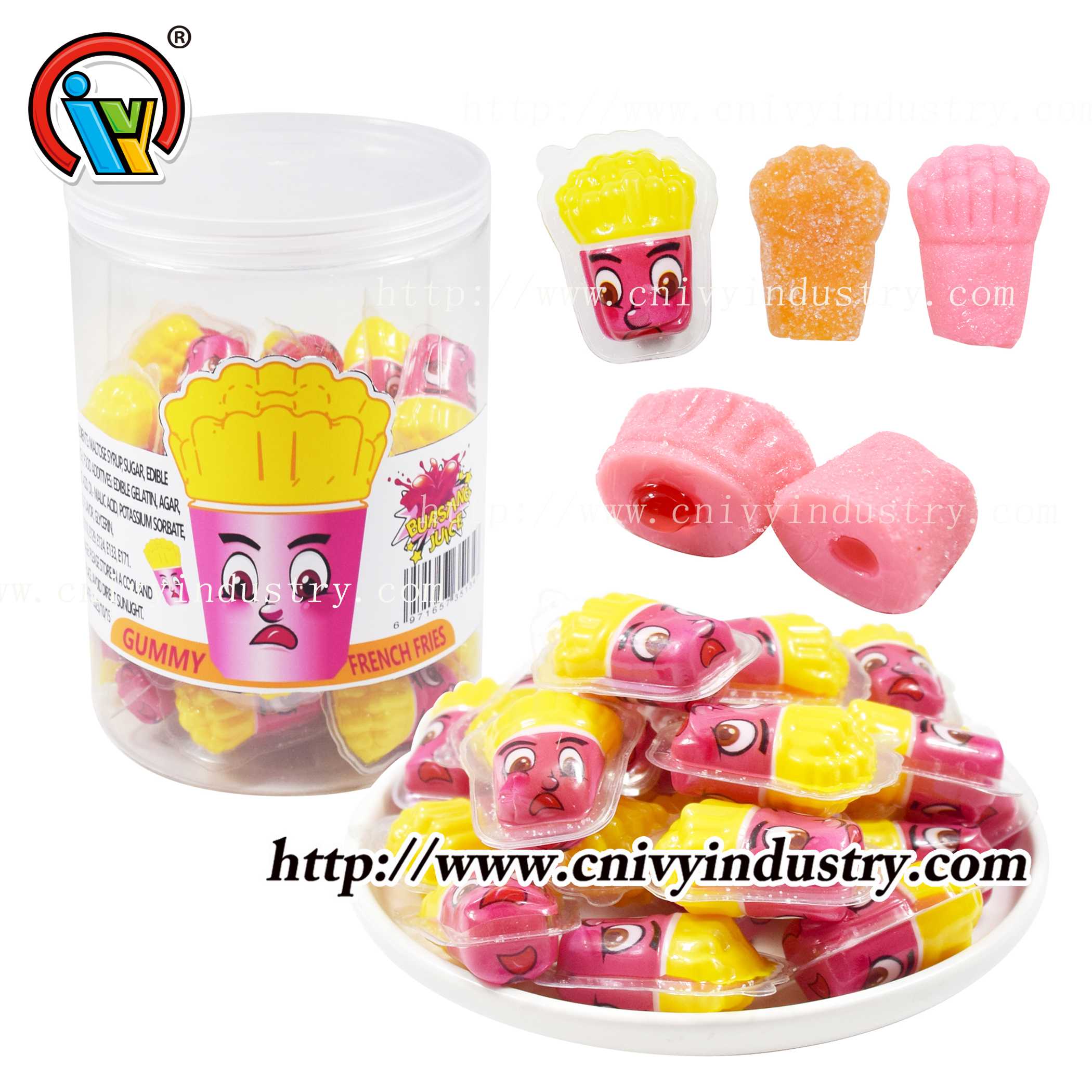 wholesale French fries shape gummy candy with jam