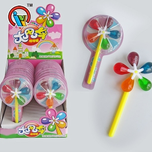 lollipop sabor dulce fruta colorida molino de viento en caja