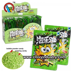 Goma de mascar en polvo con caramelos saltando