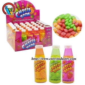 chicle sabor a fruta en botella