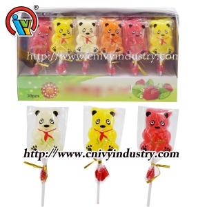 Caramelo duro de la piruleta de la fruta de la forma de la panda china para los niños