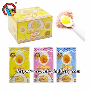 Caramelo de piruleta caramelo en forma de huevo escalfado
