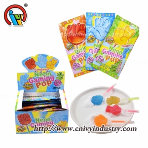 Caramelo de piruleta con caramelo en polvo agrio