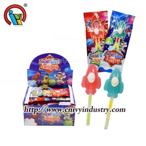 Caramelo de la piruleta del caramelo de la piruleta del palillo del resplandor de la forma del cohete