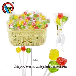 Caramelo de la piruleta del OEM 3 en 1 caramelo de la forma de la flor