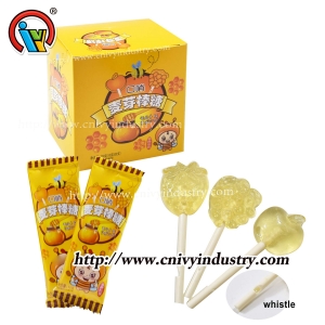 caramelo de piruleta de fruta con silbato
