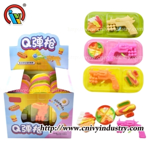 Caramelo gomoso con forma de comida rápida con pistola de juguete
