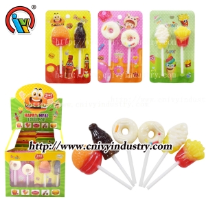 Caramelo de piruleta con forma de comida rápida Halal 2 en 1
